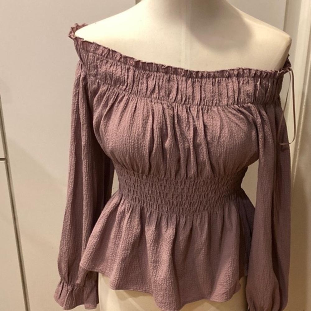 Papermoon Off the Shoulder Peplum Top - M Lavendar